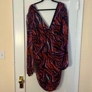 ASOS Curve Slinky Scrunch Zebra Dress